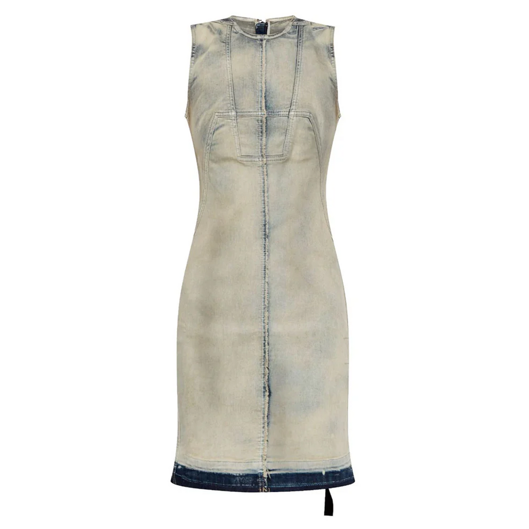 Splintered Denim Dress In Sky