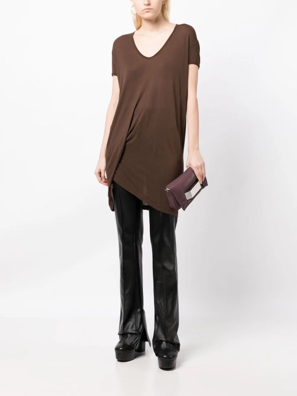 Rick-Owens-Hiked-Tee-Brown-2