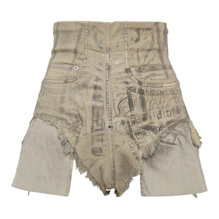 Club21 - Rick Owens DRKSHDW - Dirt Cutoffs Palladium Foil Stretch Denim - SHORTS - Silver