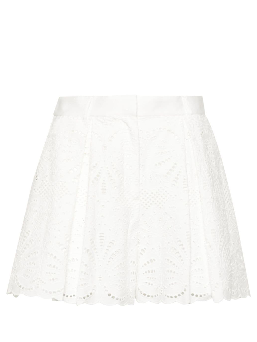 SELF-PORTRAIT_WhiteCottonEmbroideryShorts_White