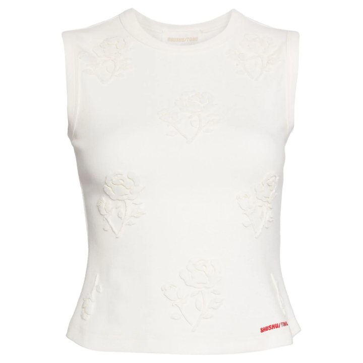 SHUSHUTONG_Stereo_Rose_Embellished_Sleeve_Top_White