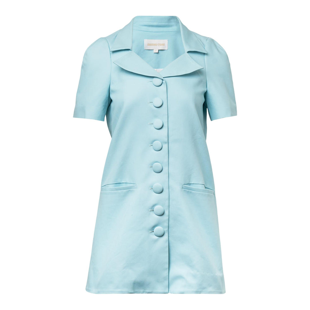 Club21 - SHUSHU/TONG - Lapel Short Sleeve Dress - WOVEN DRESSES - Light Blue