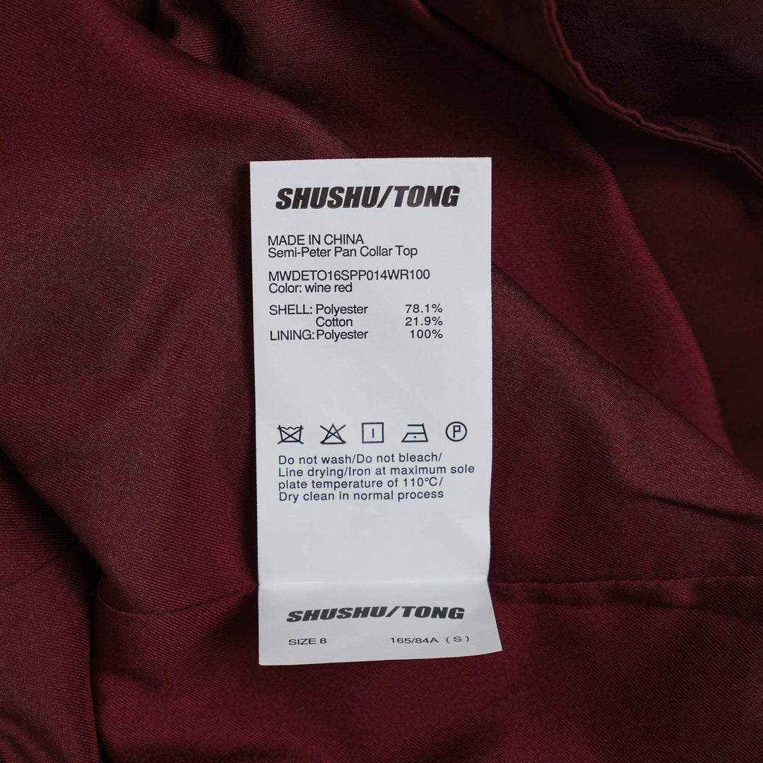 Club21 - SHUSHU/TONG - Semi-Peter Pan Collar Top - WOVEN TOPS - Burgundy