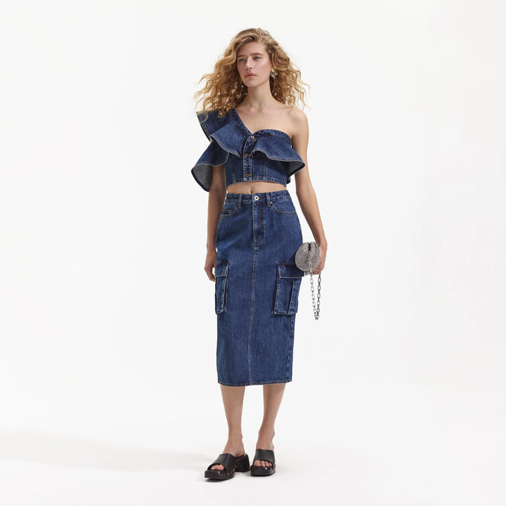 Denim Frill Top