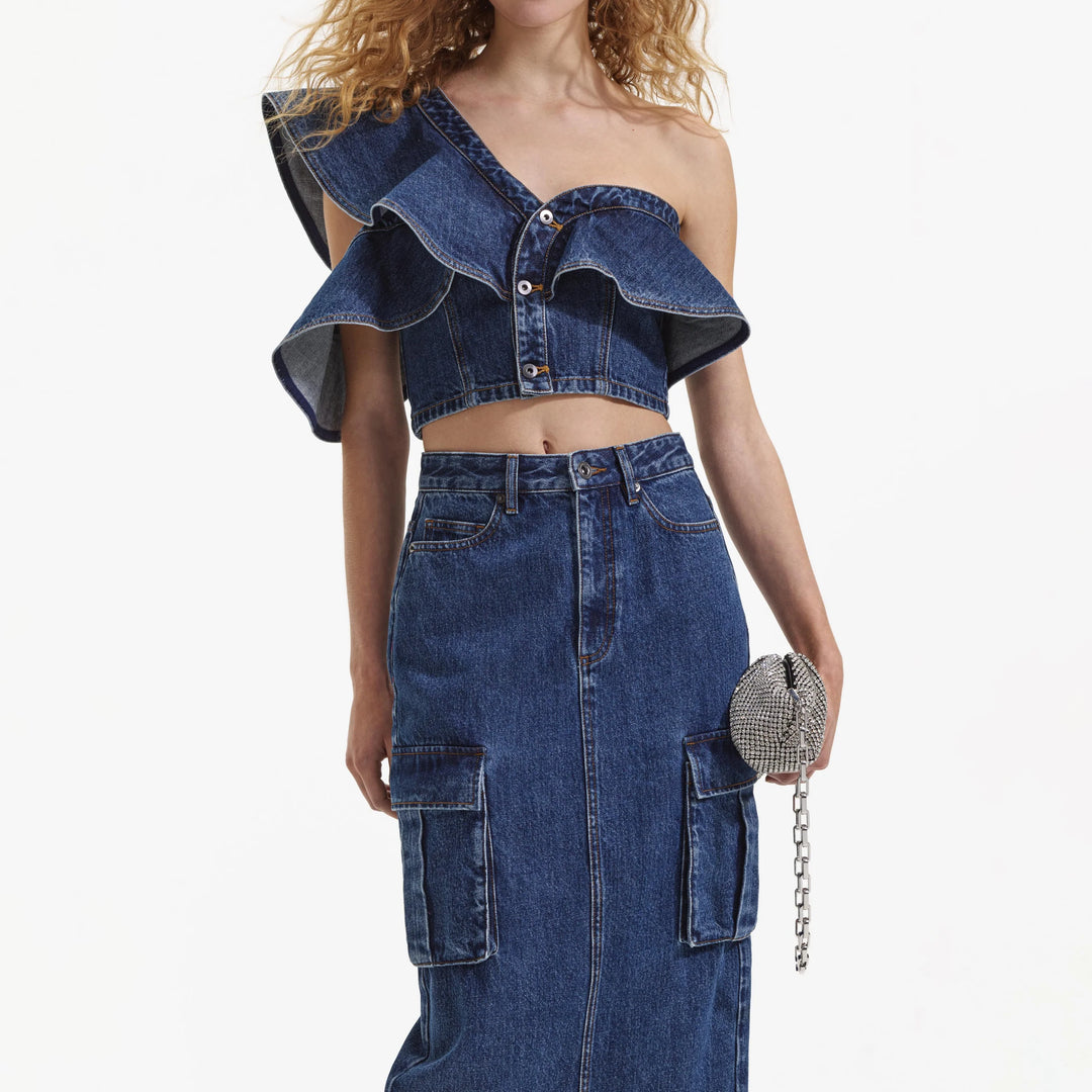 Denim Frill Top