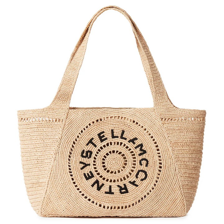 Logo Raffia Medium Tote Bag