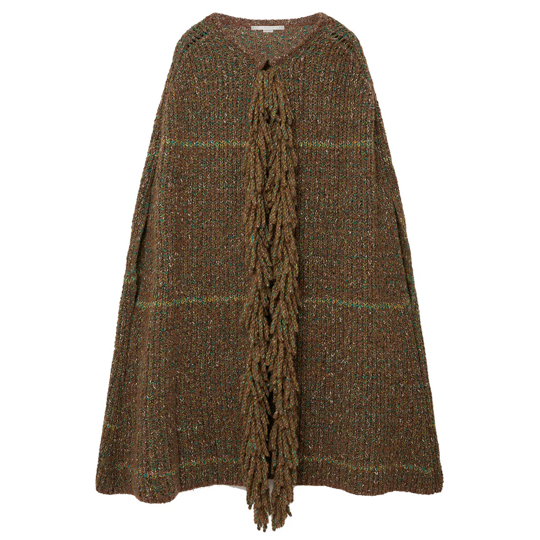 Multicoloured Tweed Knit Cape