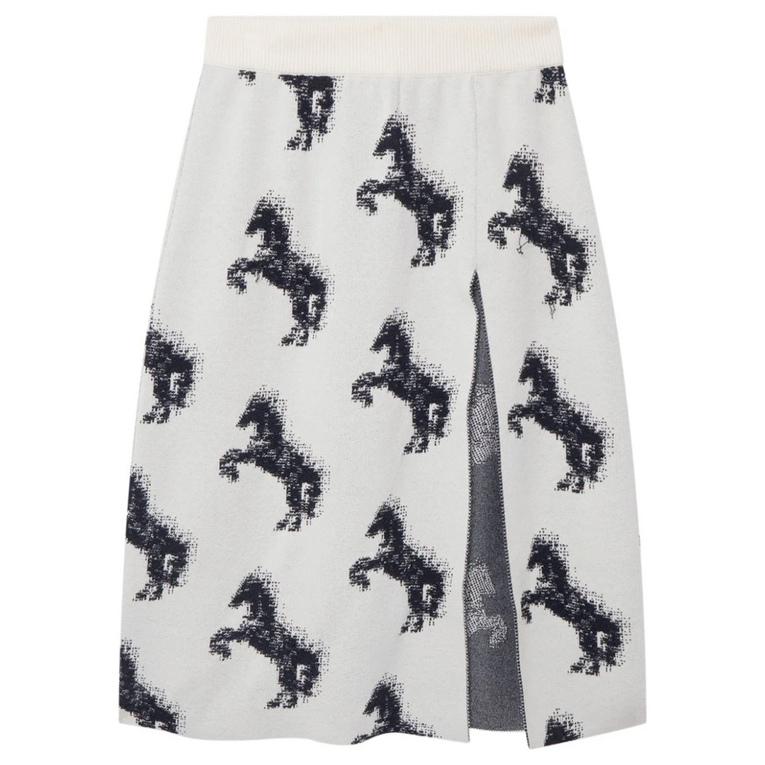 Pixel Horse Wool Jaquard Skirt