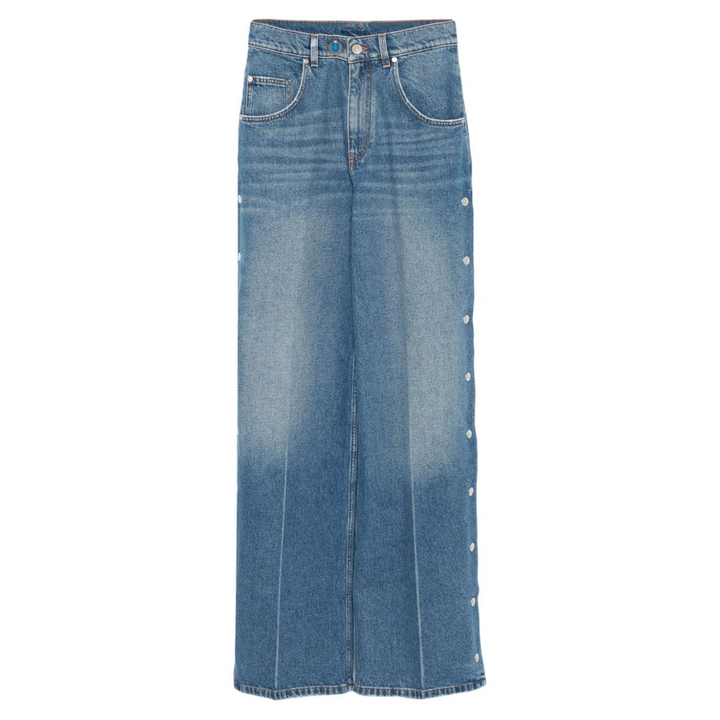 Snap Blue Denim Loose Jeans