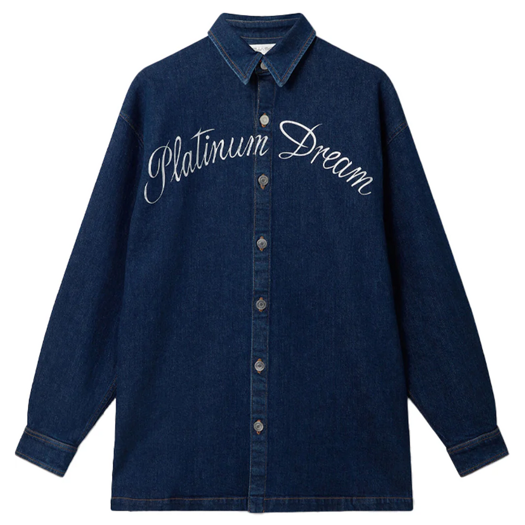 Stella McCartney + Sorayama Platinum Dream Embroidered Oversized Denim Shirt