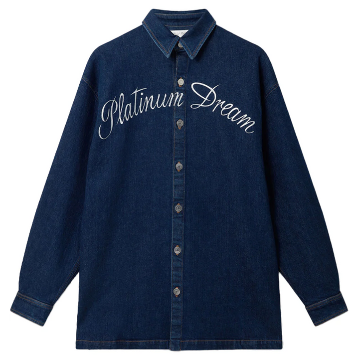 Stella McCartney + Sorayama Platinum Dream Embroidered Oversized Denim Shirt