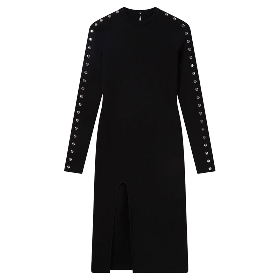 Studs Detailed Compact Knit Dress