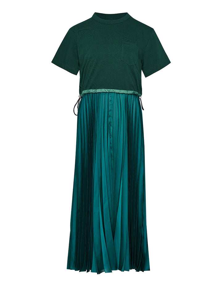 sacai pleated dress Satin Chiffon Pleated Panel Dress by Sacai- La Garonne