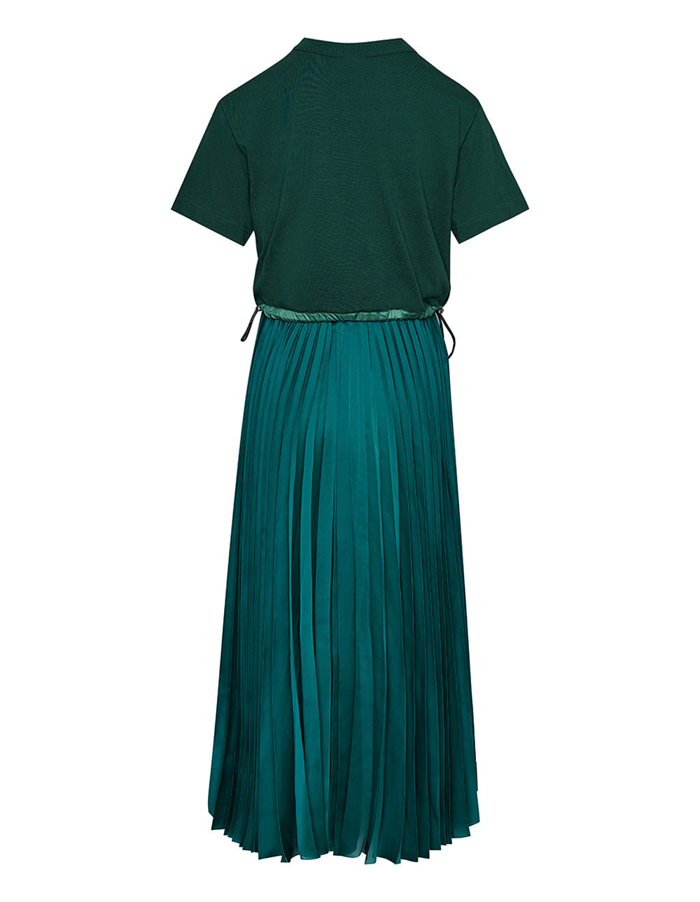 Sacai Cotton Jersey X Satin Dress Green 2