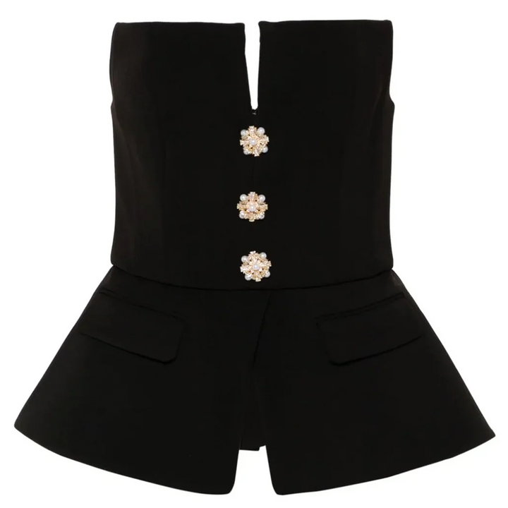 Black Crepe Bandeau Top