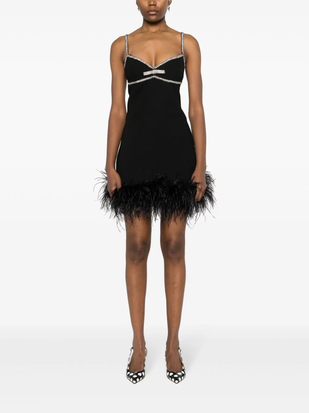 Black Crepe Feather Mini Dress  Club21.com