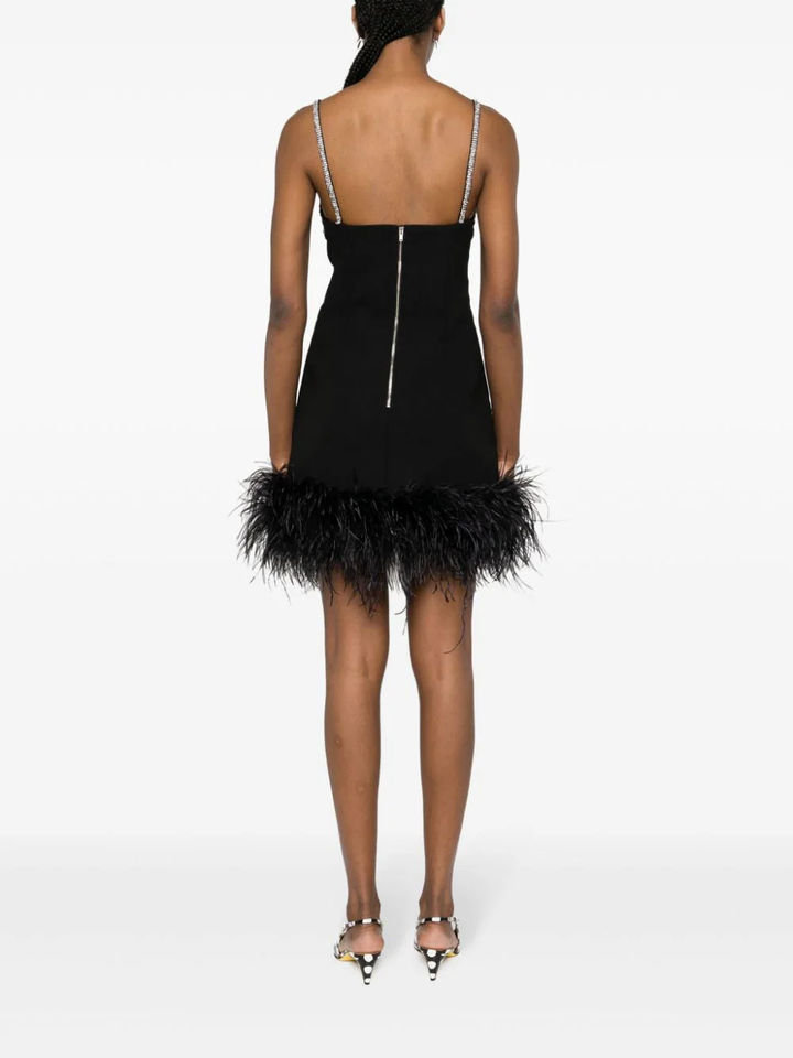 Self-Portrait-Black-Crepe-Feather-Mini-Dress-Black-4