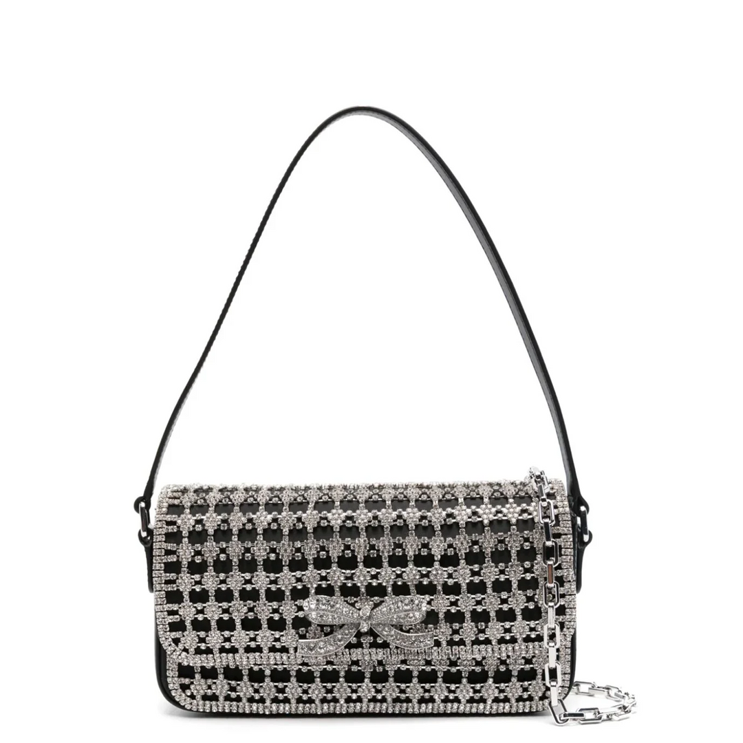 Black Crystal Baguette Bag