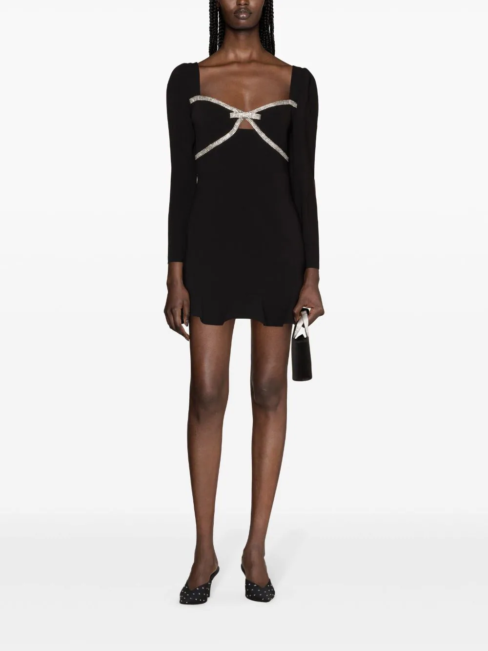 Black Diamante Bow Mini Dress