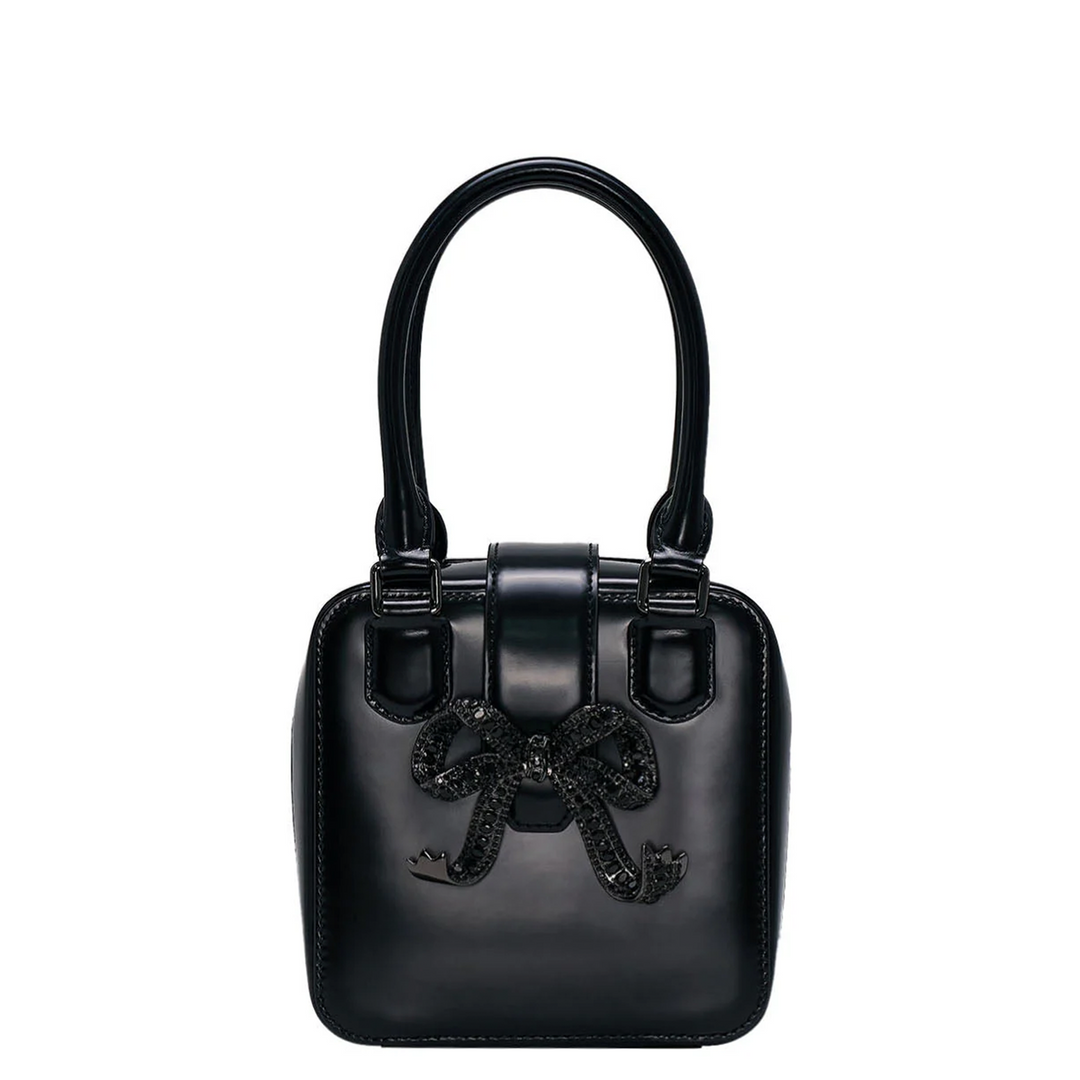 Black Leather Square Mini Tote