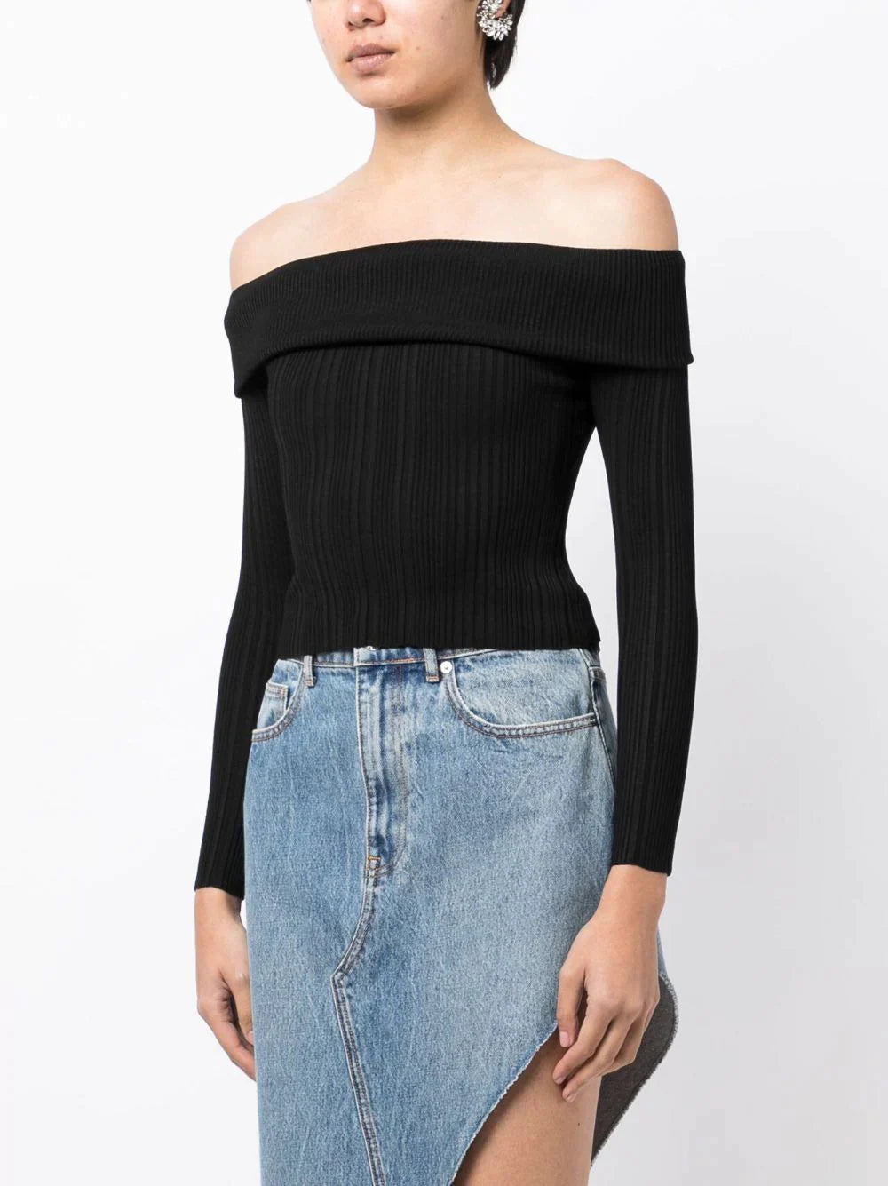 Self-Portrait-Black-Ribbed-Knit-Top-Black-3