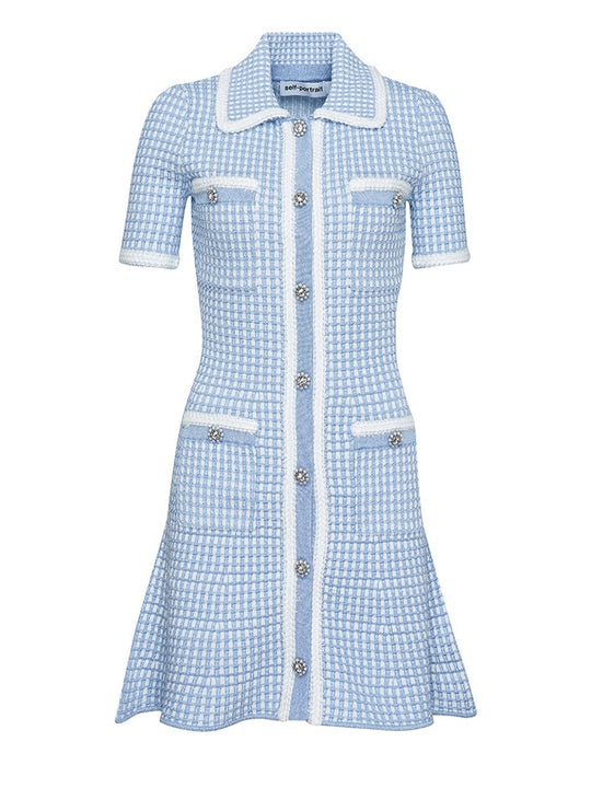 Blue Lurex Knitted Mini Dress