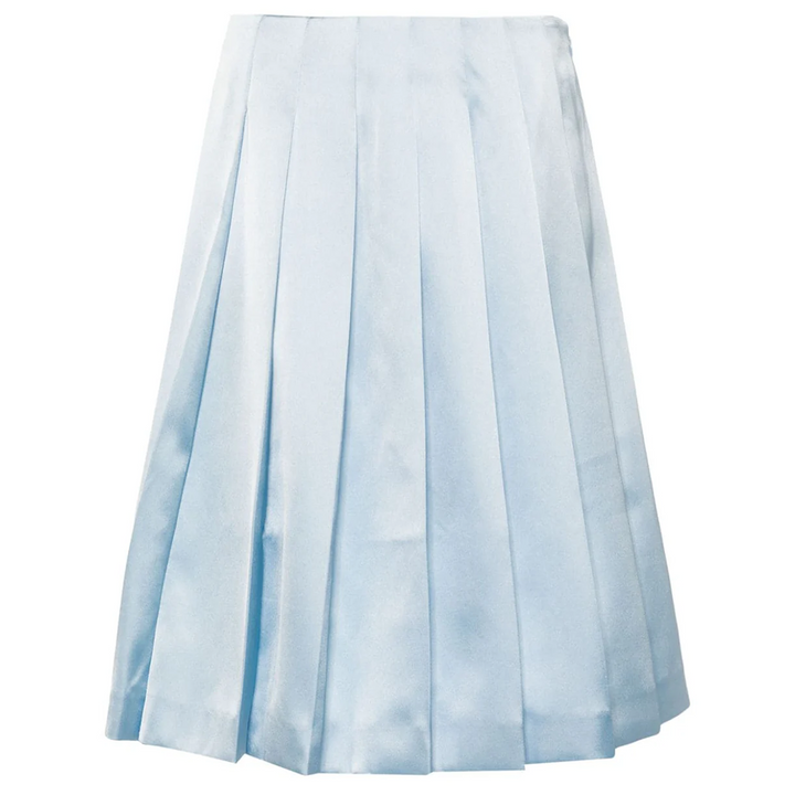 Blue Satin Midi Skirt