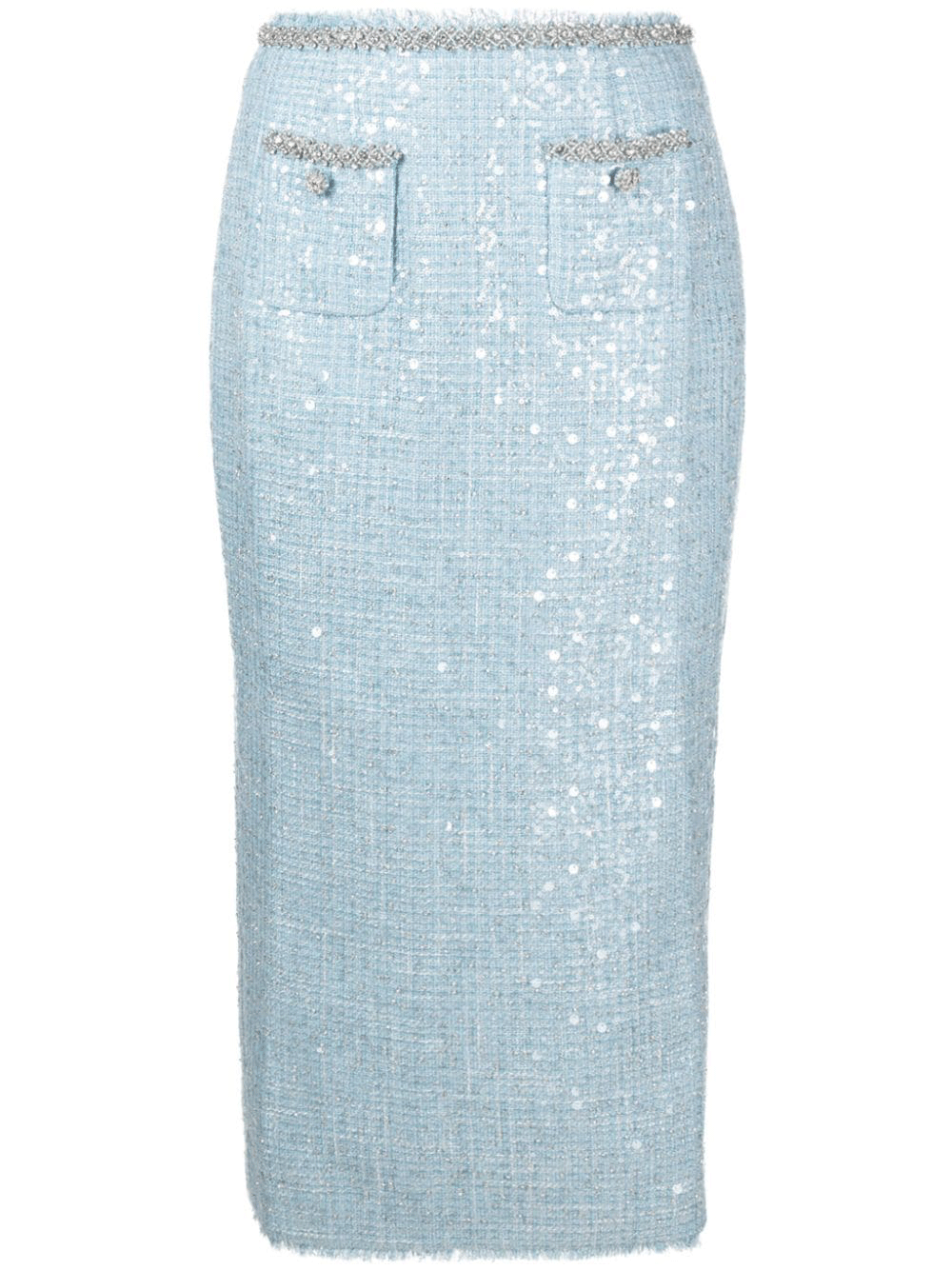 Self-Portrait-Blue-Sequin-Boucle-Midi-Skirt-Blue-1