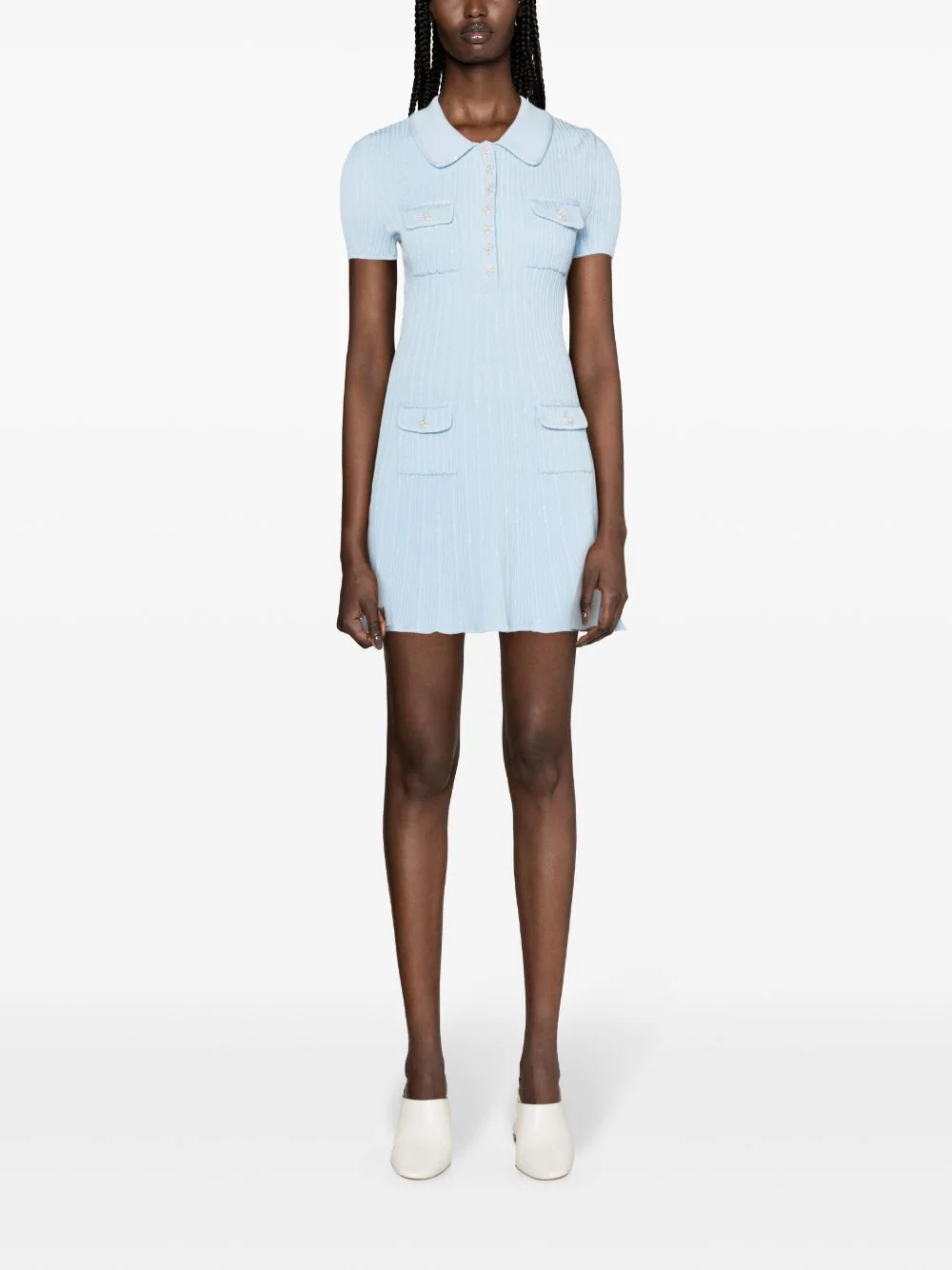 Blue Sequin Knit Mini Dress Blue Sequin Knit Mini Dress