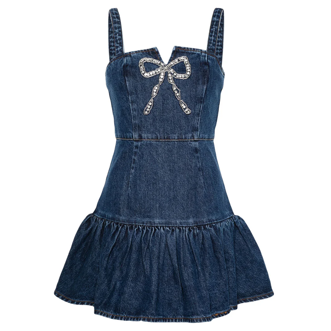 Bow Denim Mini Dress