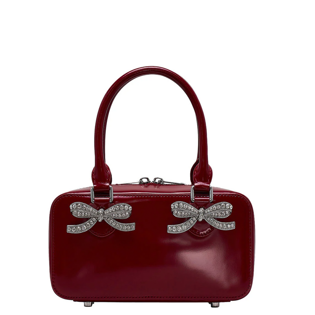 Burgundy Leather Mini Tote Bag