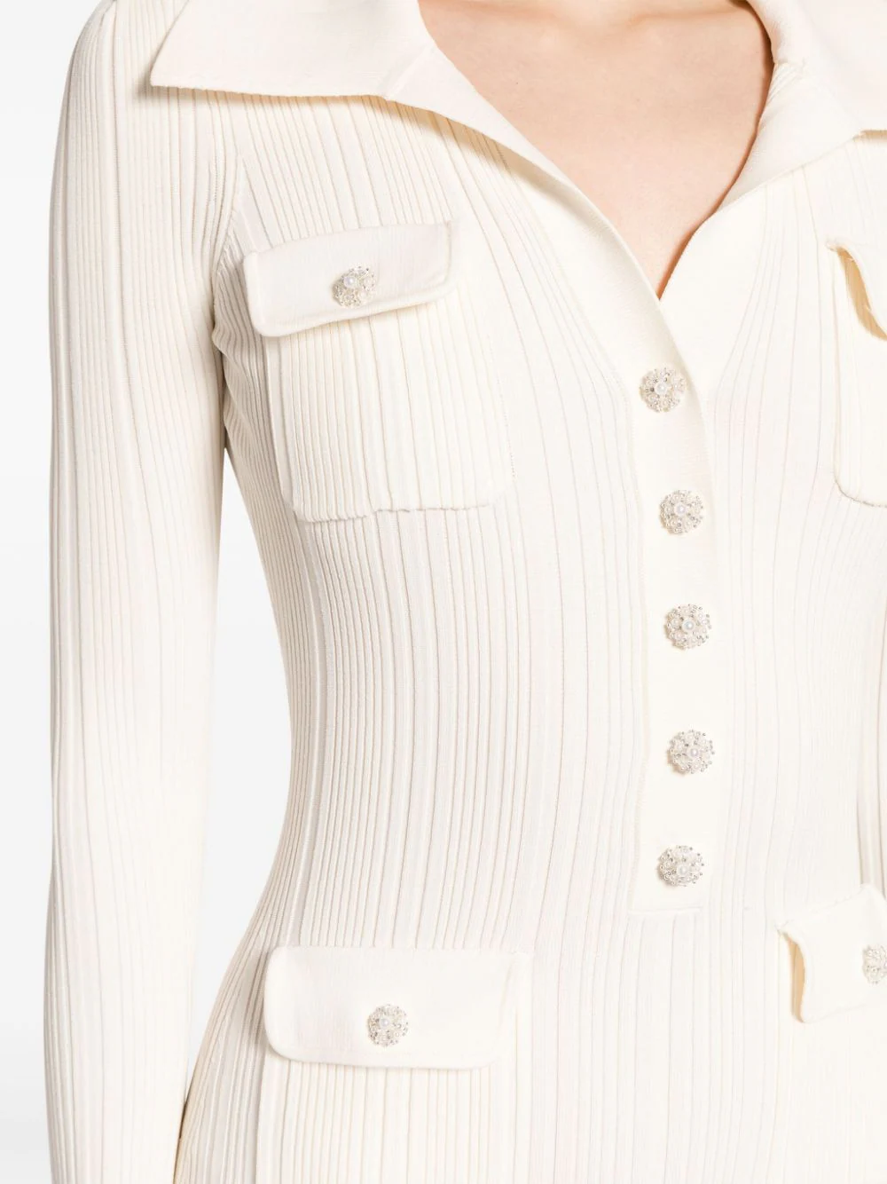 self portrait cream knit midi dress self-portrait Knit Midi Dress in Yellow