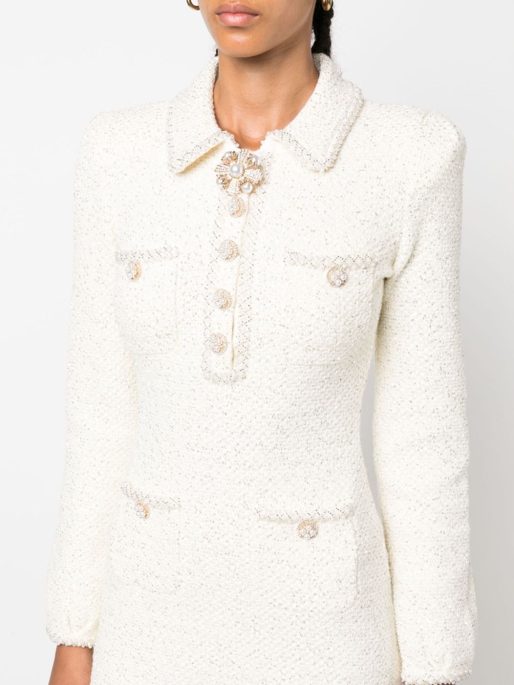 Cream Sequin Knit Pearl Mini Dress Cream Sequin Knit Pearl Mini Dress