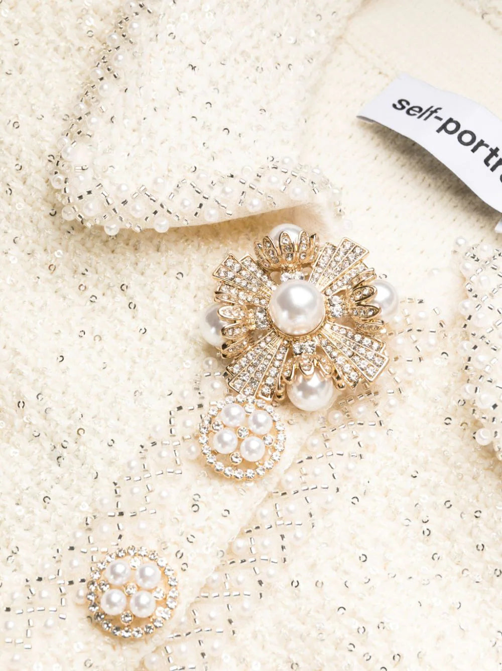 Cream Sequin Knit Pearl Mini Dress Cream Sequin Knit Pearl Mini Dress