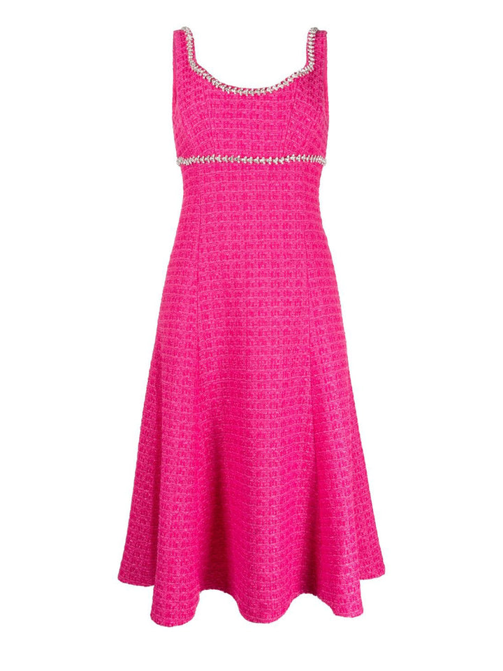 pink boucle midi dress Pink Boucle Tulle Midi Dress self-portrait-US