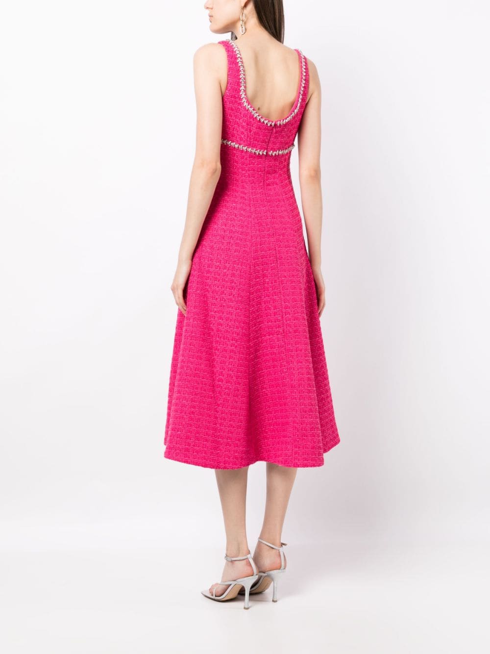 Self Portrait Fuchsia Boucle Midi Dress Pink 4