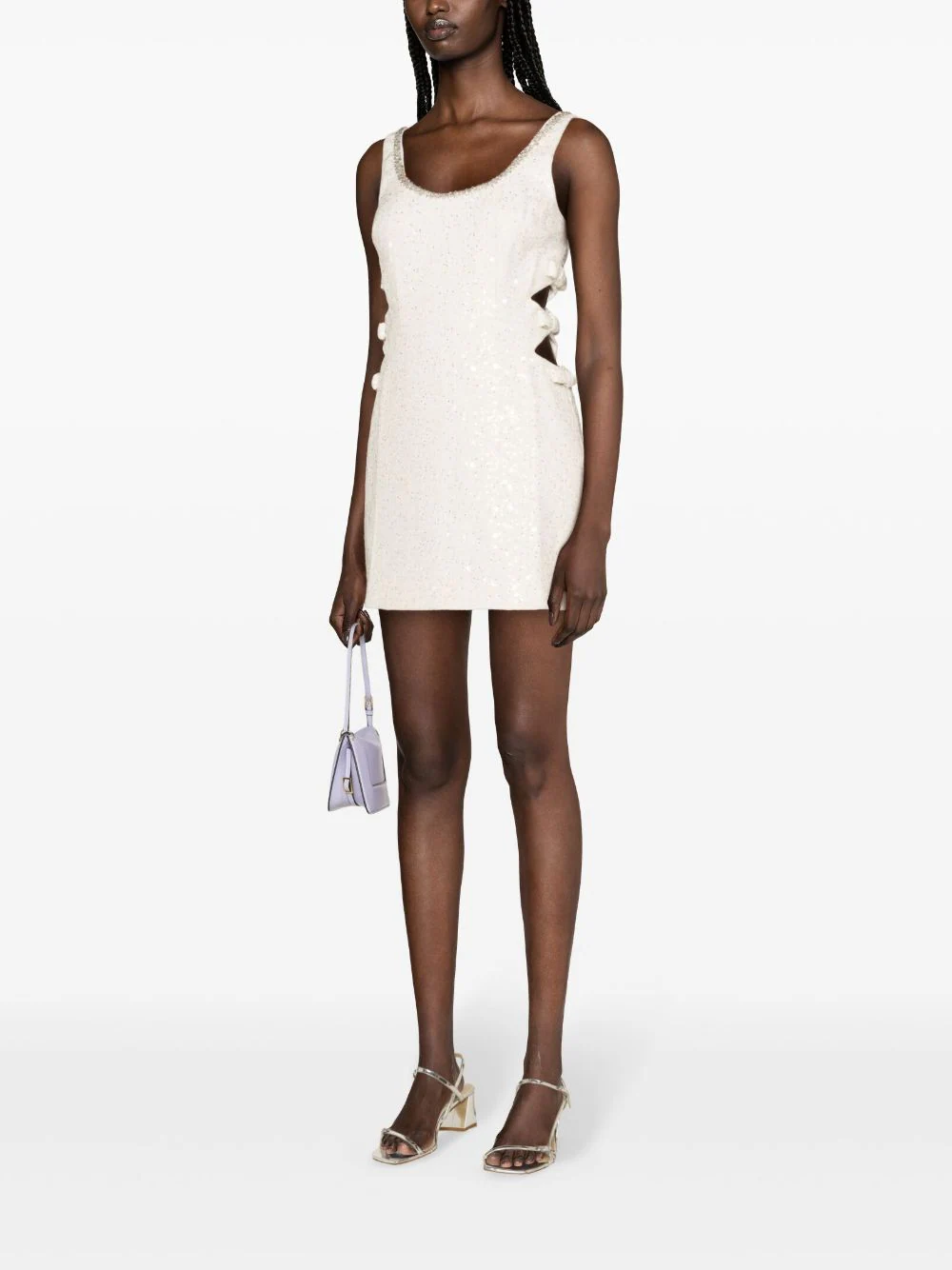 Gold Boucle Cut Out Mini Dress Gold Boucle Cut Out Mini Dress