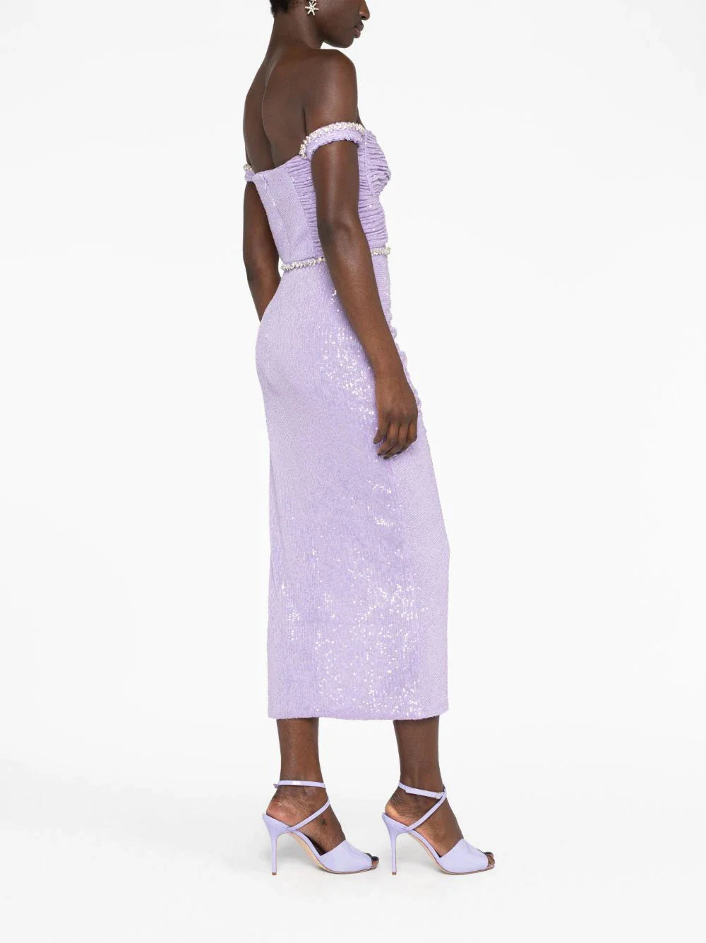 Self-Portrait Lilac Sequin Midi Dress Purple 6