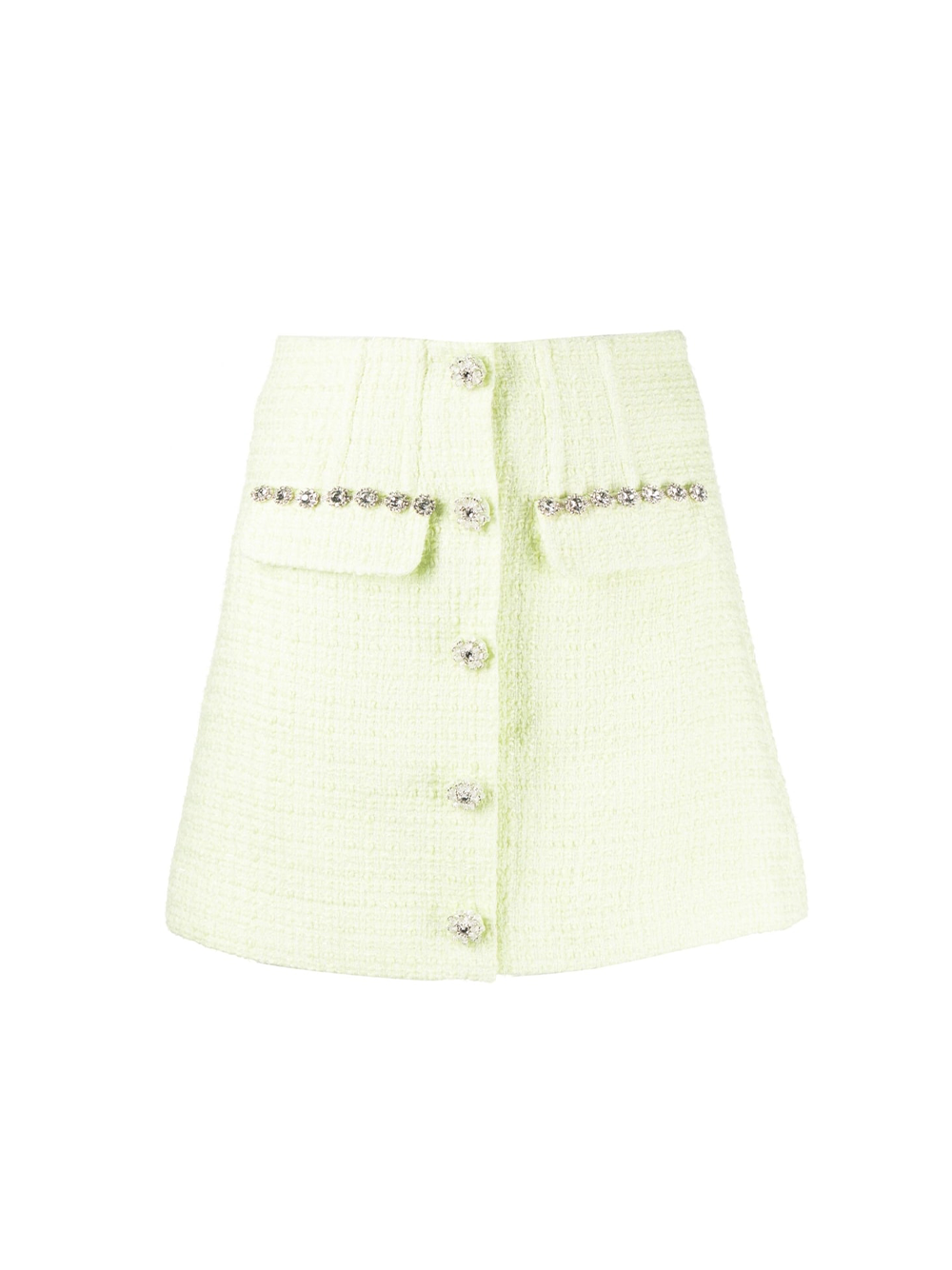 Self-Portrait Lime Boucle Mini Skirt Green 1