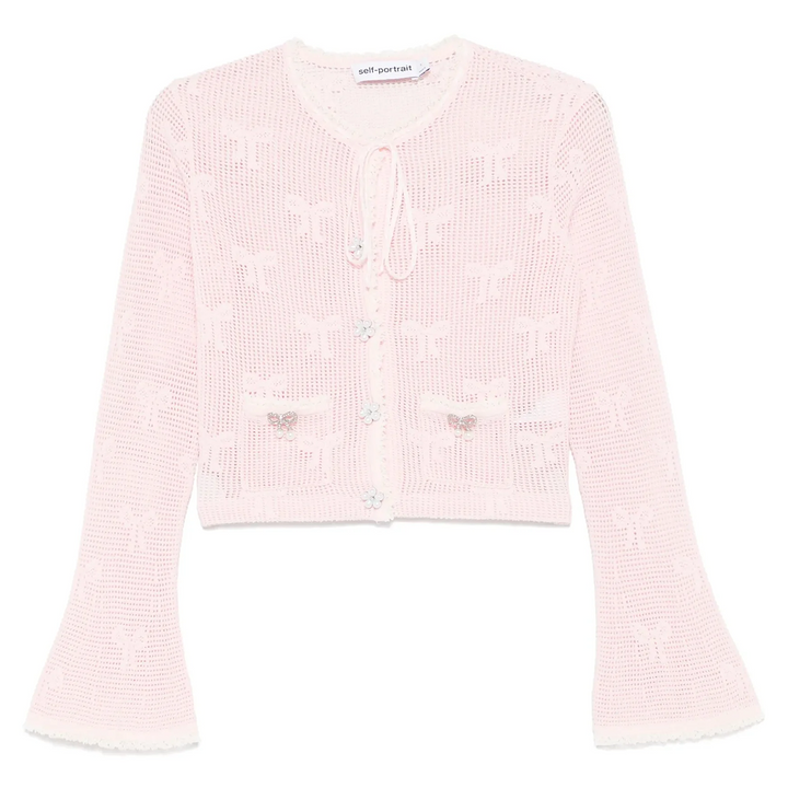Pink Bow Crochet Cardigan