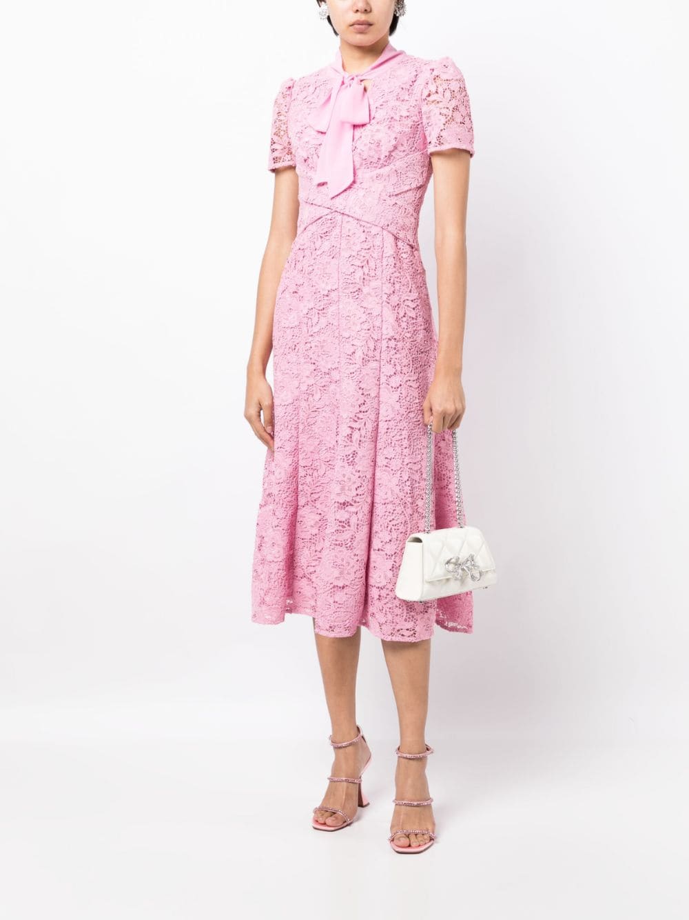 strapless open back dress Pink Cord Lace Crossover Midi Dress – Club21.com