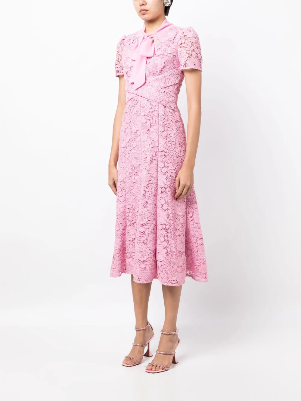 Pink Cord Lace Crossover Midi Dress – Club21.com