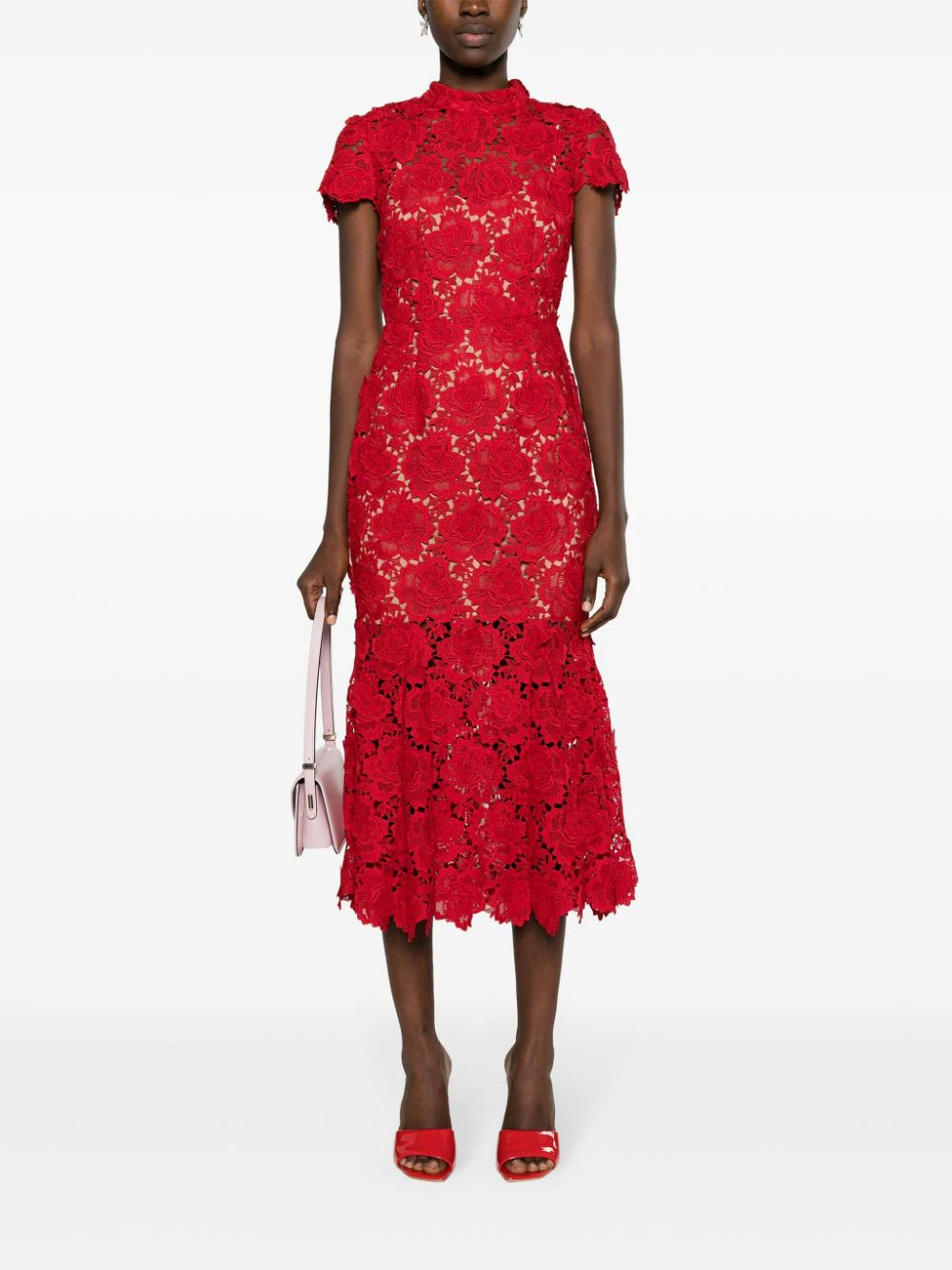 Self-Portrait-Red-Flower-Lace-Midi-Dress-Red-2