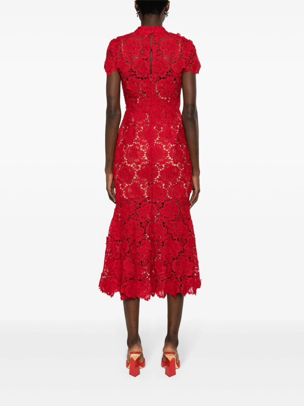 Self-Portrait-Red-Flower-Lace-Midi-Dress-Red-4