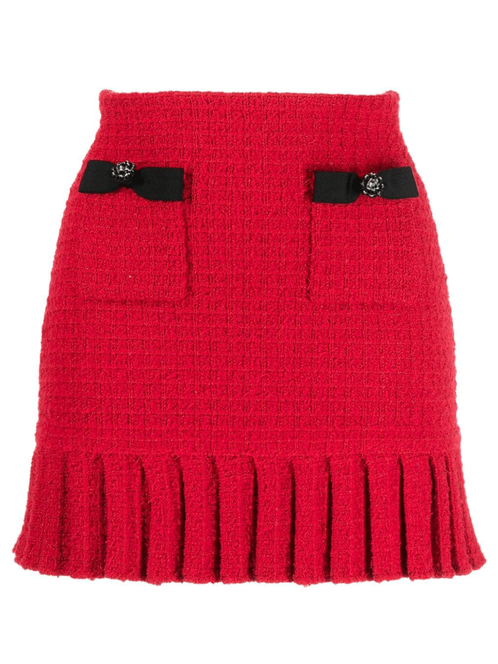 Self-Portrait-Red-Knit-Mini-Skirt-Red-1