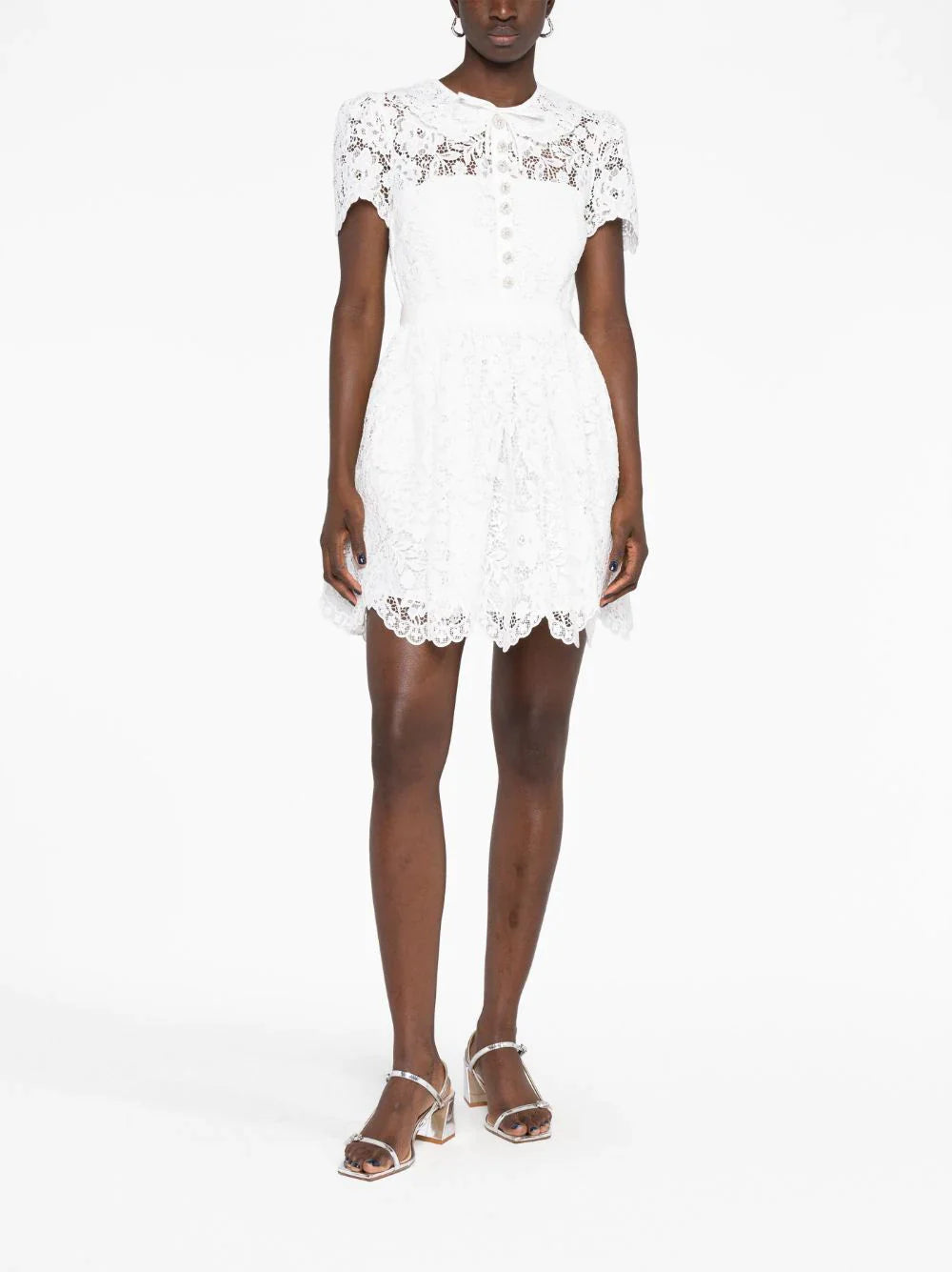 White Cord Lace Collar Mini Dress – Club21.com
