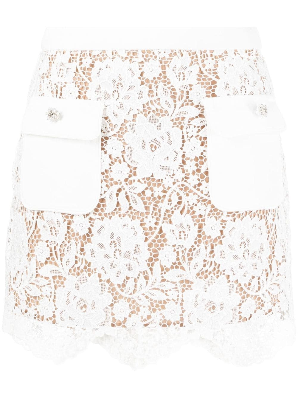 Self-Portrait-White-Cord-Lace-Mini-Skirt-White-1