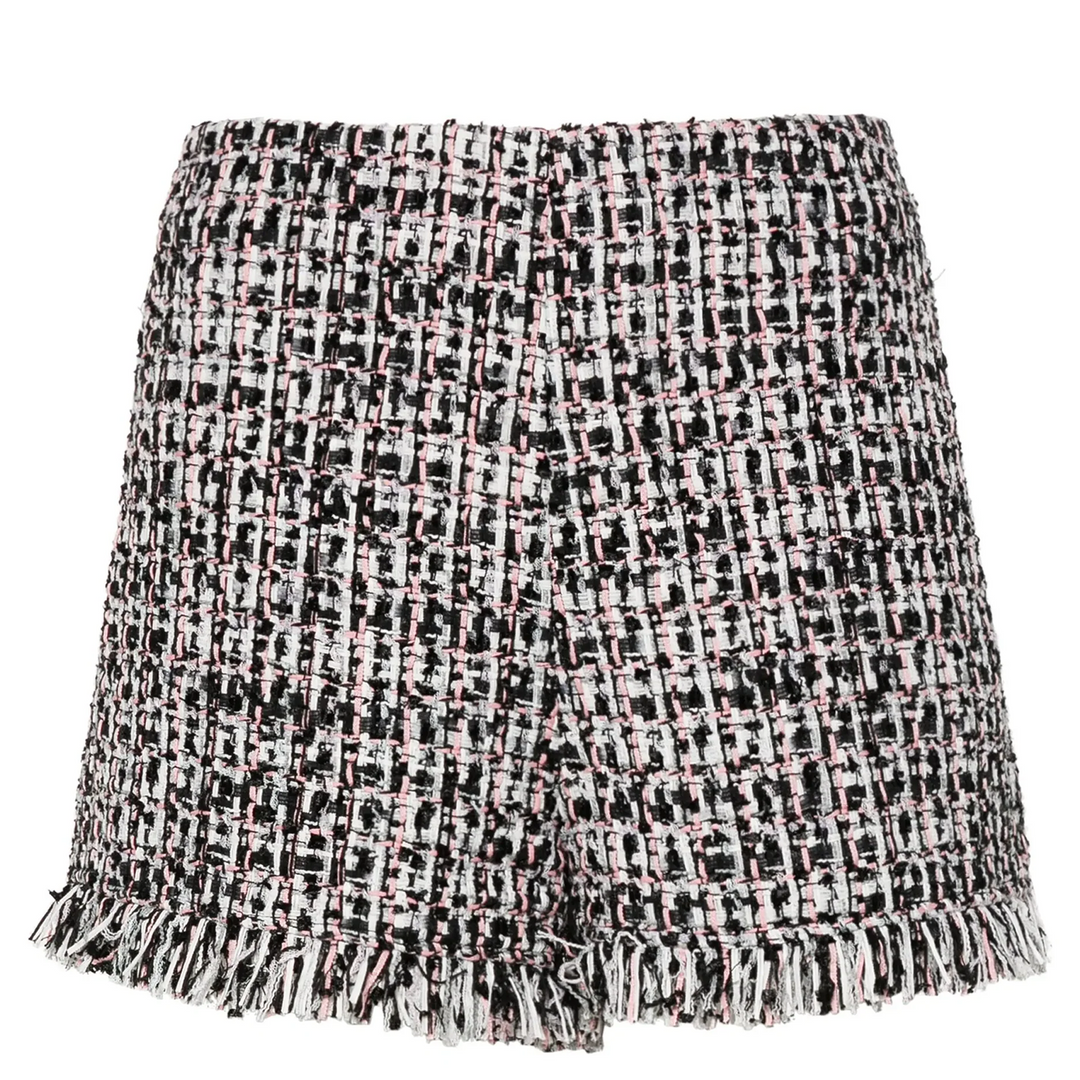 Black Fringed Boucle Shorts