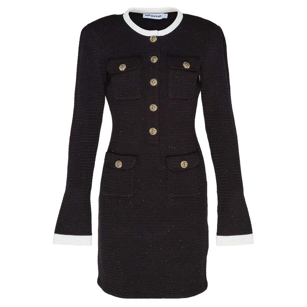 Black Knit Contrast Collar Mini Dress Club21.com Black Knit Contrast Collar Mini Dress Club21.com
