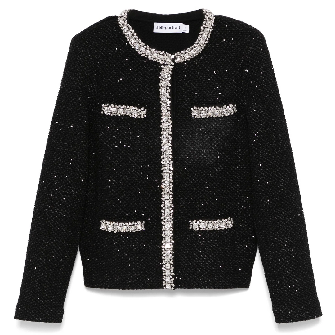 Black Sequin Knit Cardigan